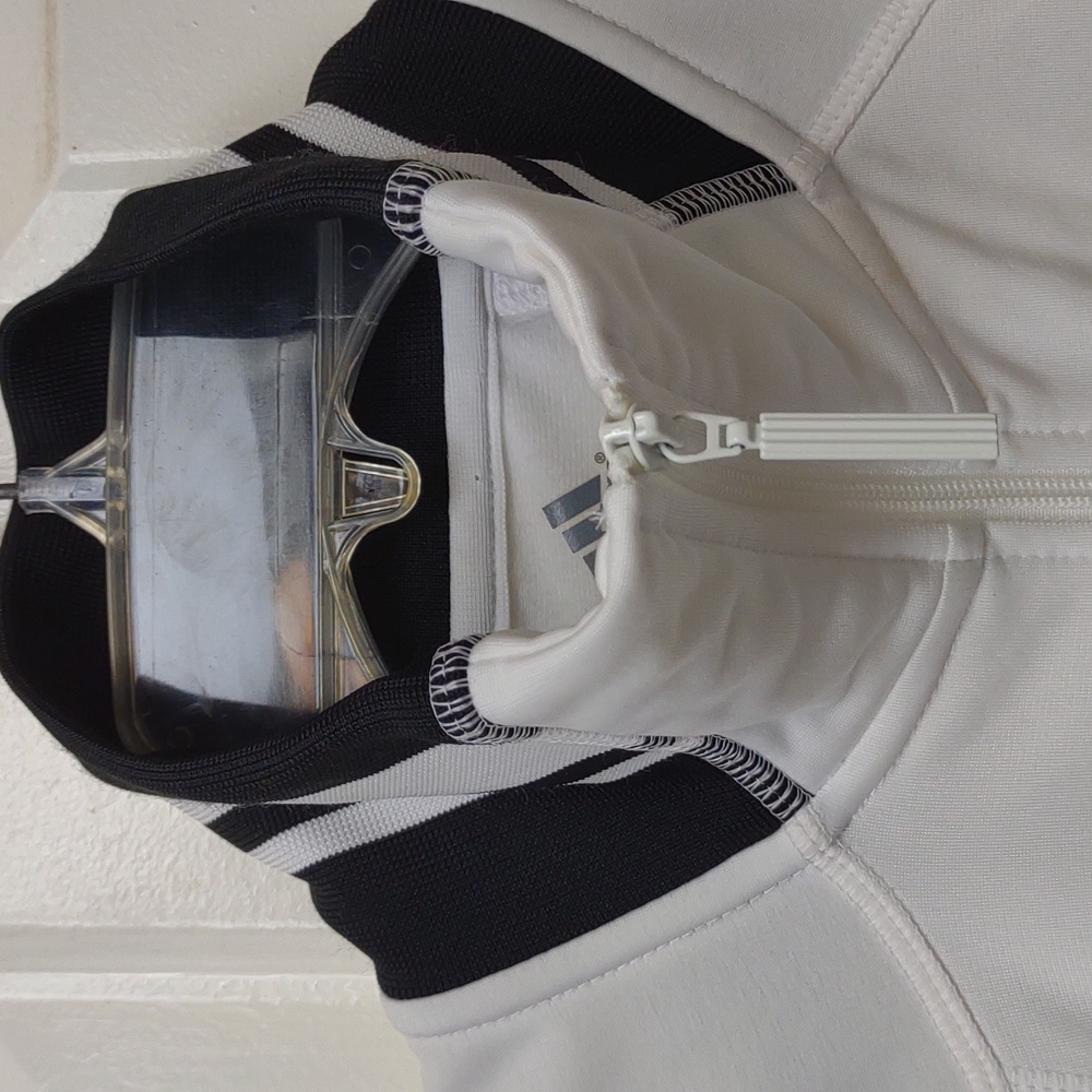 Adidas Women's Full Zip LS Stand Collar Snap HandWarmer Pockets Track Jacket Vtg - Picture 12 of 16